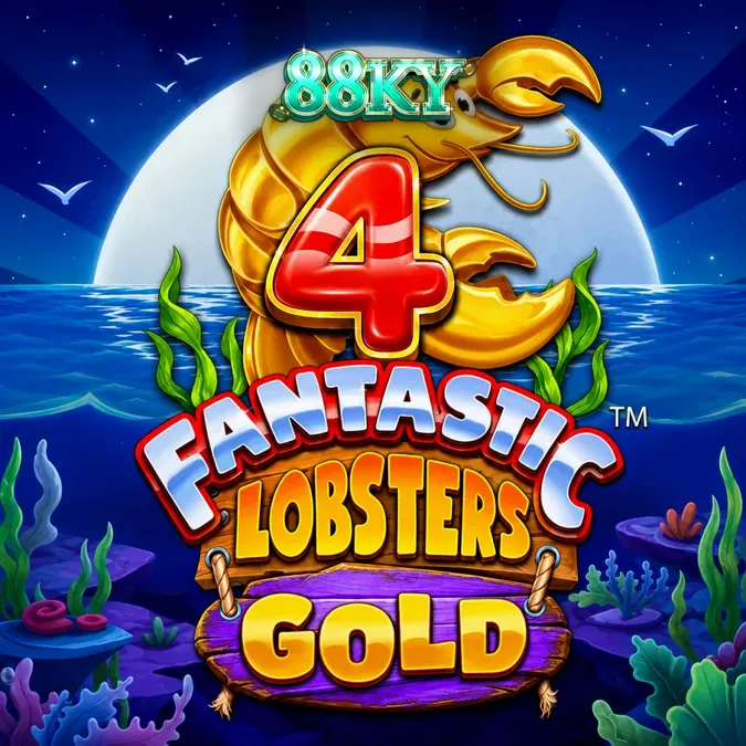 Tampilan layar permainan slot 4 Fantastic Lobsters Gold dengan tema bawah laut yang cerah.